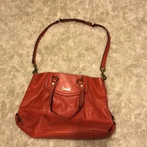 Coral Coach bag with removable shoulder strap